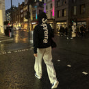 Supreme Satin Applique Hooded Sweatshirt Black FW24 Snrkickz 2