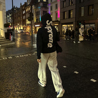 Supreme Satin Applique Hooded Sweatshirt Black FW24 Snrkickz 2