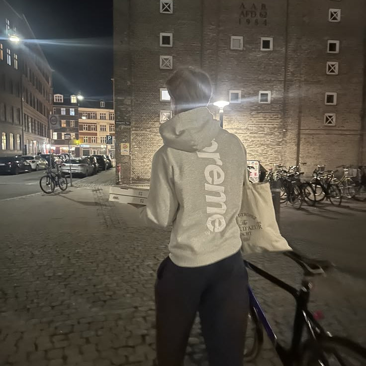Supreme Satin Applique Hooded Sweatshirt (FW24) Heather Grey