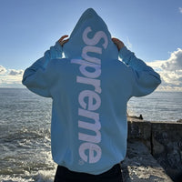Supreme Satin Applique Hooded Sweatshirt (FW24) Light Blue 2