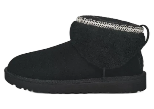 UGG Classic Ultra Mini Maxi Curly Boot Black (Women's) (1158263-BLK) | Snrkickz