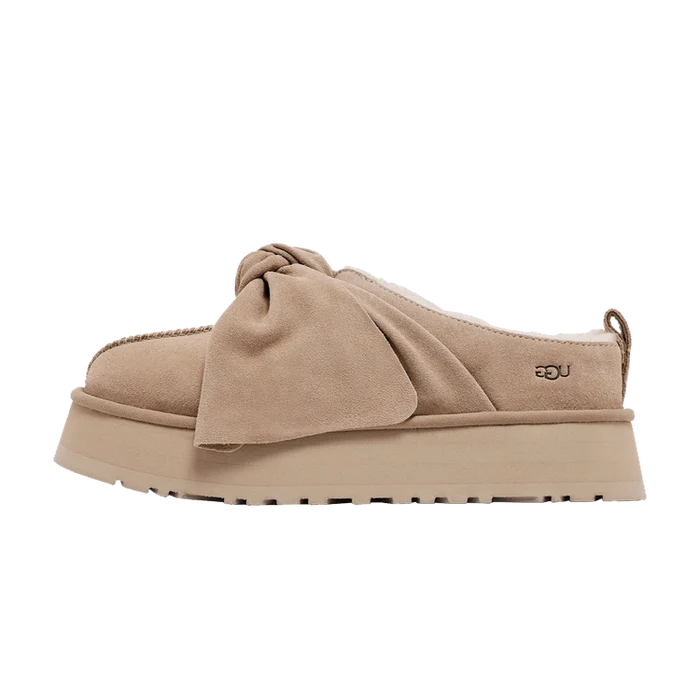 UGG Platform Slip-On Bow Slipper Sand (Women's) (1176290-SAN) | Snrkickz