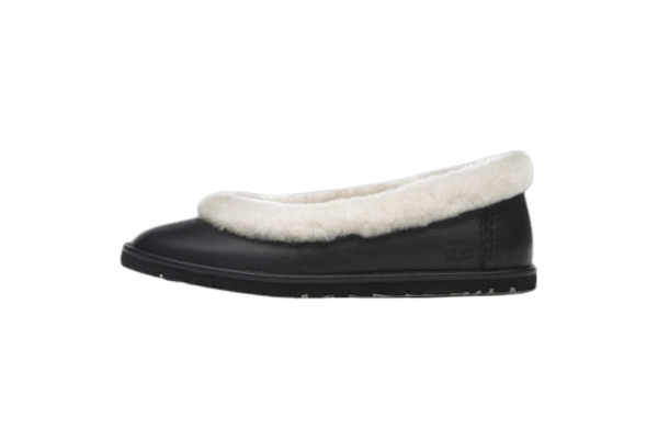 UGG Zora Leather Ballet Flat Black (Women's)