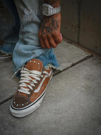 Vans LX Old Skool 36 Pearlized Pack Vintage Cocoa Brown (VN000E8VFST) on feet