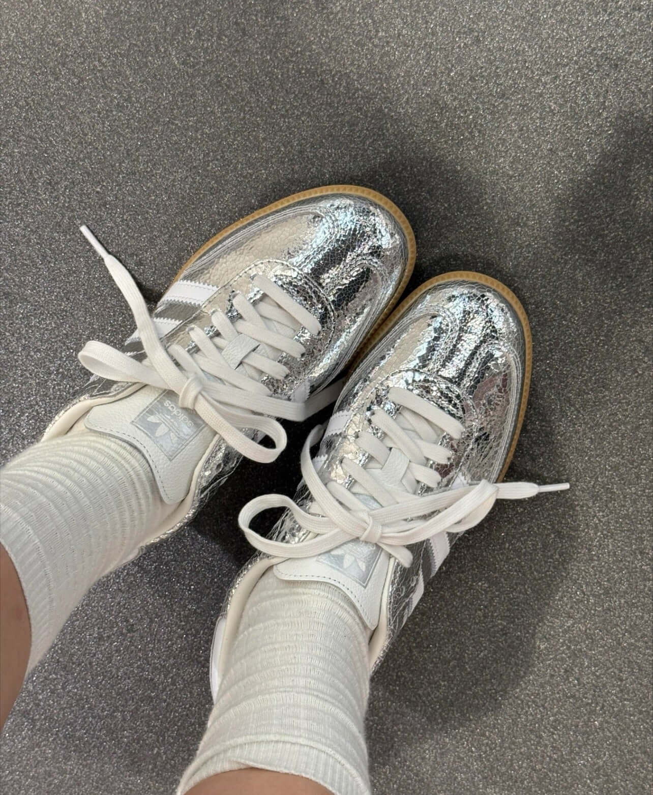 adidas Samba OG Silver Metallic Cracked Leather