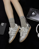 adidas Samba OG Silver Metallic Cracked Leather - SnrKickz