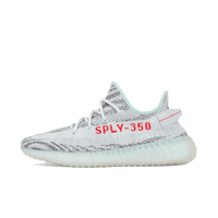 Zijaanzicht van de Adidas Yeezy Boost 350 V2 MX Dark Salt ID4811 met gemarmerde Primeknit in grijs en zwarte tinten en doorschijnende zool