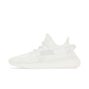 Zijaanzicht van de adidas Yeezy Boost 350 V2 Bone HQ6316 met volledig witte Primeknit upper en doorschijnende stripe