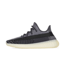 Zijaanzicht van de adidas Yeezy Boost 350 V2 Carbon FZ5000 met zwart-grijze Primeknit upper en doorschijnende stripe