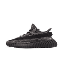 Studiofoto zijaanzicht van de Adidas Yeezy Boost 350 V2 MX Dark Salt ID4811 met zwart-grijze Primeknit en semi-transparante zool