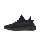 Zijaanzicht van de adidas Yeezy Boost 350 V2 Onyx HQ4540 met volledig zwarte Primeknit upper en transparante stripe