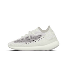 Yeezy Boost 380 Calcite Glow sneaker in zijaanzicht met witte en grijze knit upper, minimalistisch silhouet en glow-in-the-dark zool, perfect voor zoekopdrachten naar exclusieve Yeezy releases