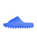 Zijaanzicht van de adidas Yeezy Slide Azure ID4133 in helderblauwe colorway met minimalistisch design en EVA foam