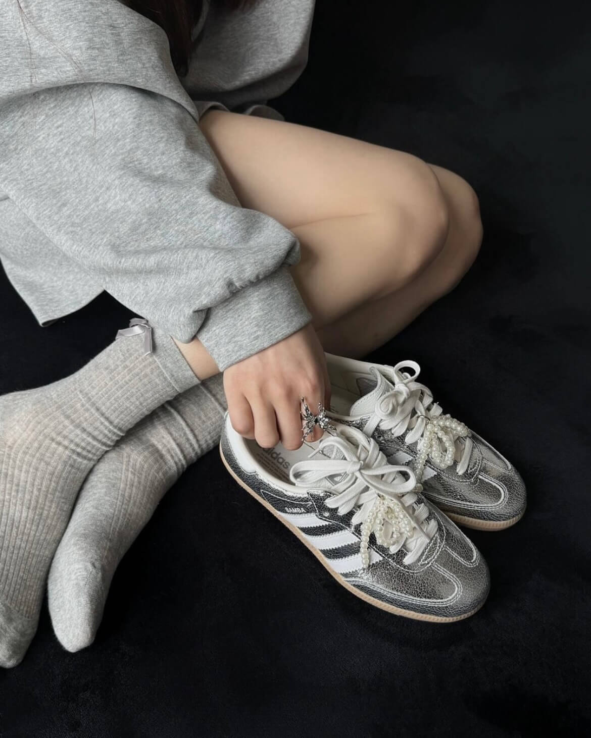 adidas Samba OG Silver Metallic Cracked Leather