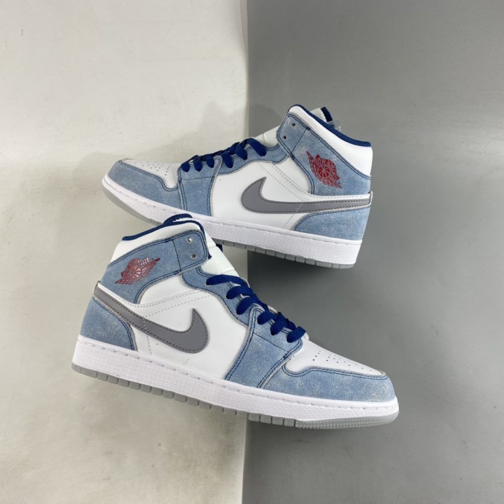 Air Jordan 1 Mid French Blue Fire Red