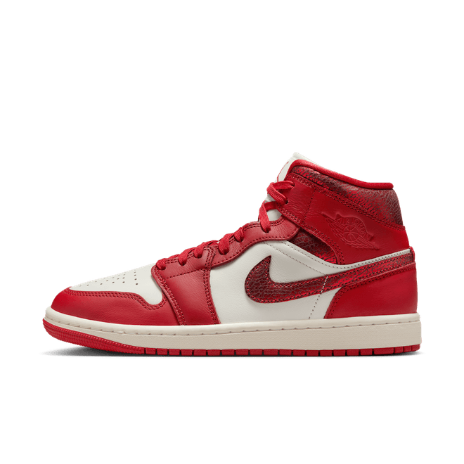 Air Jordan 1 Mid SE Red Cracked Leather