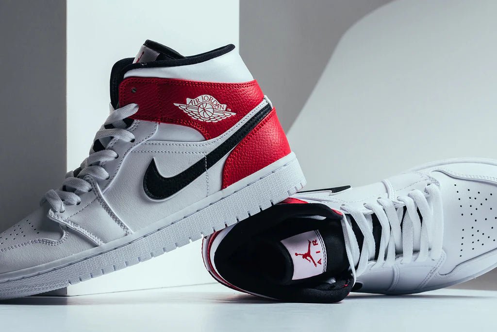 Air Jordan 1 Mid White Black Gym Red