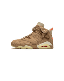 Air Jordan 6 Travis Scott British Khaki DH0690-200 zijaanzicht met suède upper, stash pocket en glow-in-the-dark details

