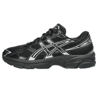 ASICS GEL-1130 Black Pure Silver 1204A169-001 GS side view showing black mesh upper, metallic silver details and cream midsole.