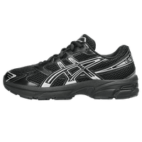 ASICS GEL-1130 Black Pure Silver 1204A169-001 GS side view showing black mesh upper, metallic silver details and cream midsole.