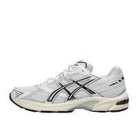 ASICS GEL-1130 White Cloud Grey 1201A256-118 side view showing white mesh upper, silver overlays and beige midsole.