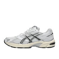 ASICS GEL-1130 White Cloud Grey 1201A256-118 side view showing white mesh upper, silver overlays and beige midsole.