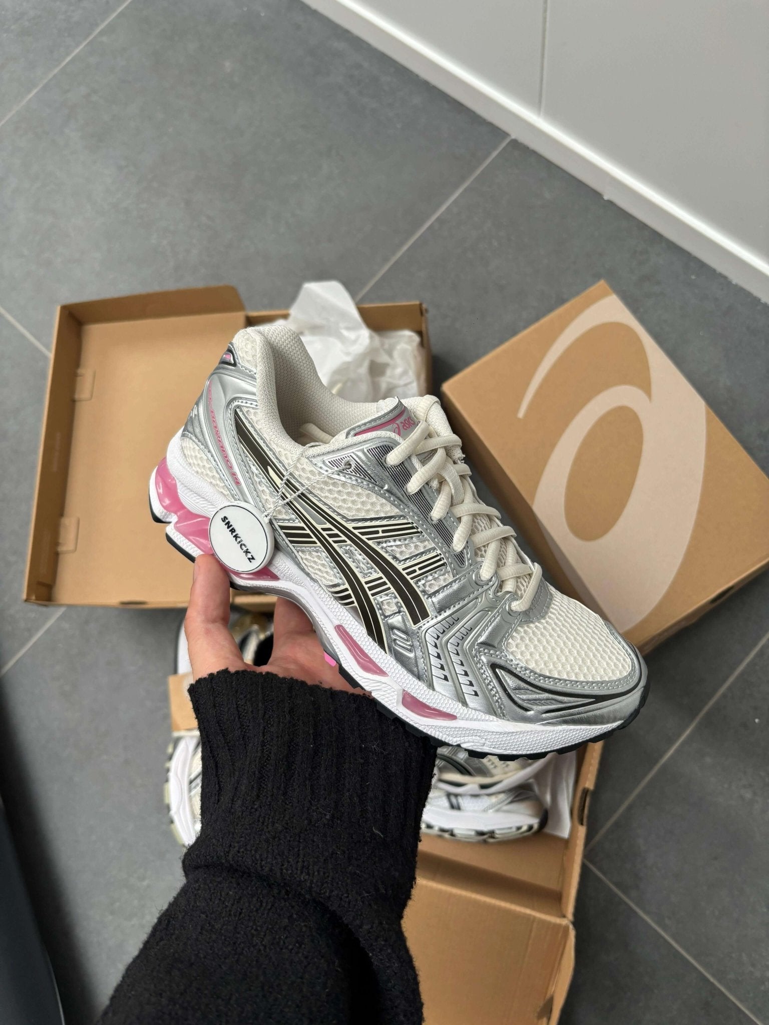 Asics Sweet Pink In Hand With Snrkickz Tag