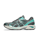 ASICS GT-2160 Steel Grey Waterfall 1203A604-021 zijaanzicht met grijs mesh, turquoise Waterfall-accenten en metallic overlays in retro hardloopstijl

