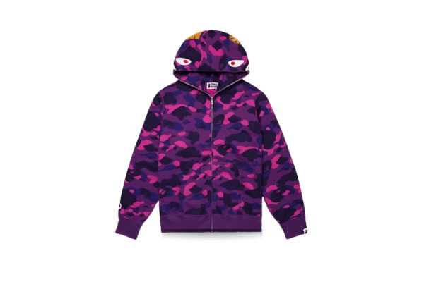 BAPE Color Camo Shark Full Zip Hoodie Purple
