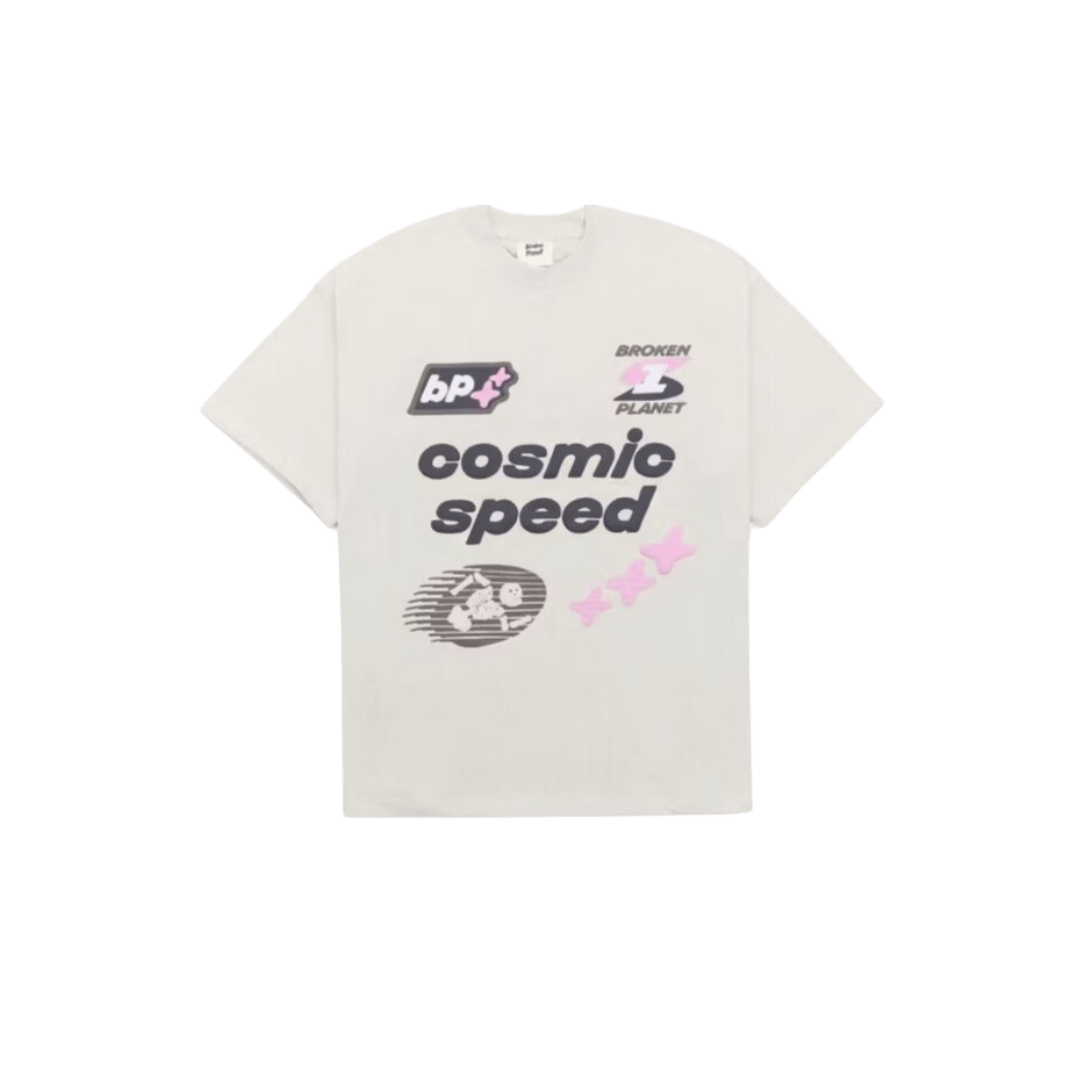 Broken Planet Cosmic Speed T-shirt Bone White