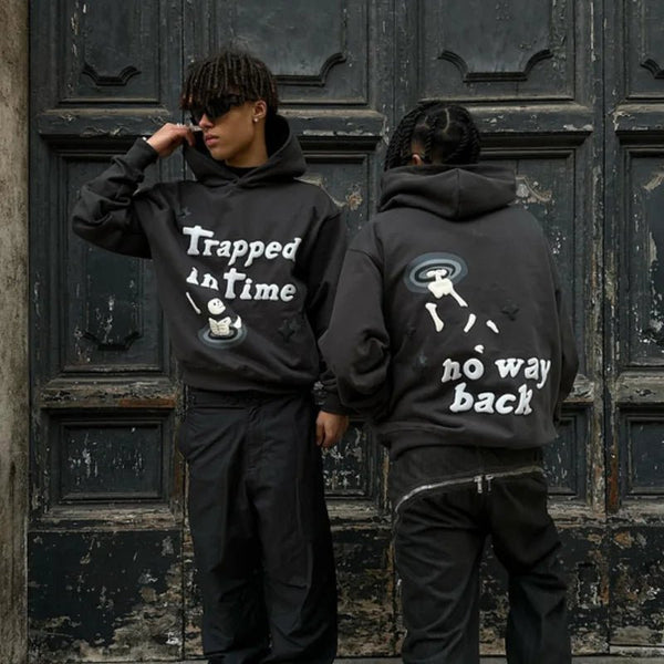 Broken Planet Hoodie Gefangen in der Zeit Rußschwarz