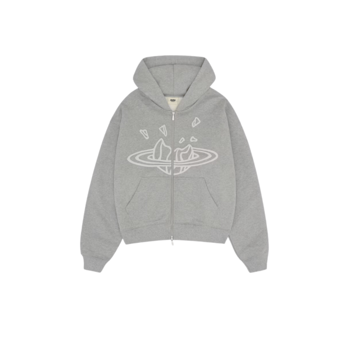 Broken Planet Zip Up Hoodie Heather Grey