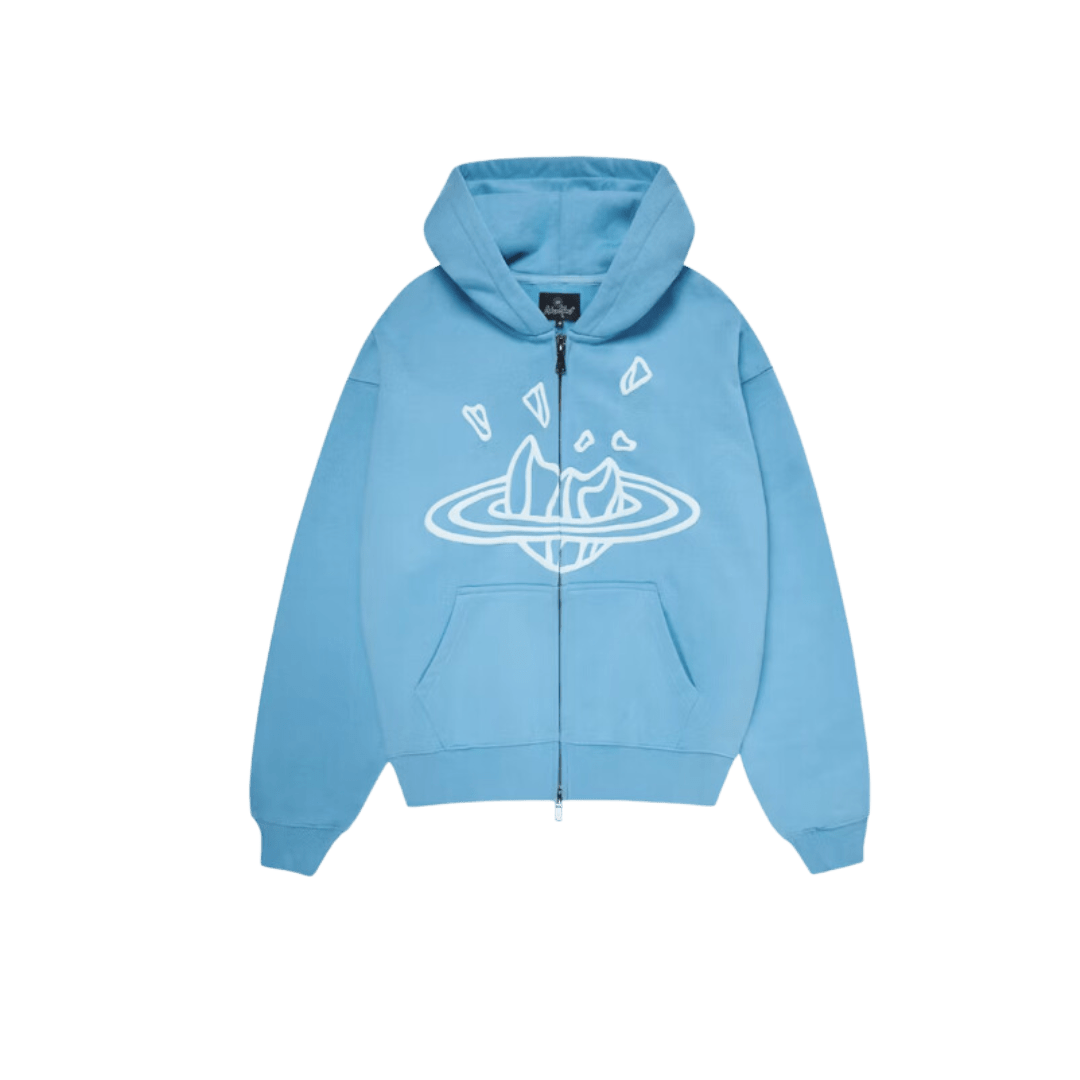 Broken Planet Zip-Up Hoodie Light Blue