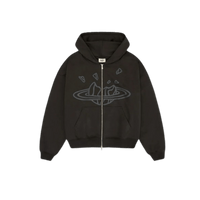 Broken Planet Zip Up Hoodie Soot Black