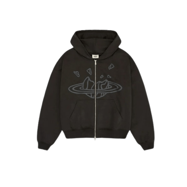 Broken Planet Reißverschluss-Hoodie Rußschwarz