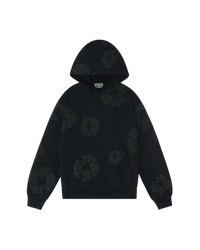 Denim Tears The Cotton Wreath Hoodie Monochrome – oversized monochrome hoodie met rood-wit borduursel