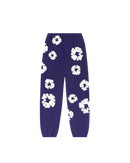 Denim Tears The Cotton Wreath Sweatpants Purple – oversized paarse sweatpants met rood-wit borduursel