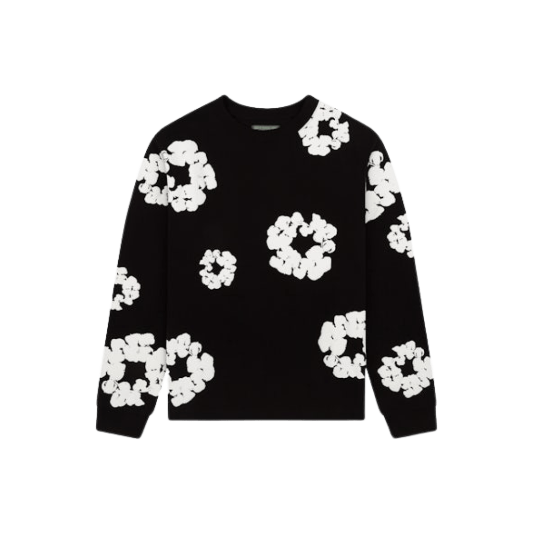 Denim Tears Long Sleeve Cotton Wreath T-shirt Black