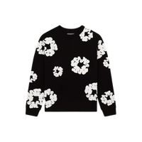 Denim Tears Long Sleeve Cotton Wreath T-shirt Black – oversized zwarte longsleeve met rood-wit borduursel