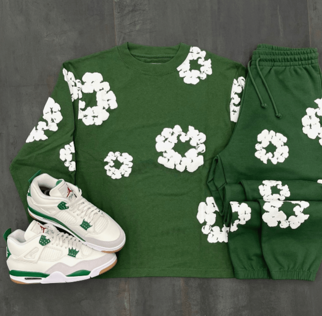 Denim Tears Long Sleeve Cotton Wreath T-shirt Green | Snrkickz Denim Tears Long Sleeve Cotton Wreath T-shirt Green | Snrkickz