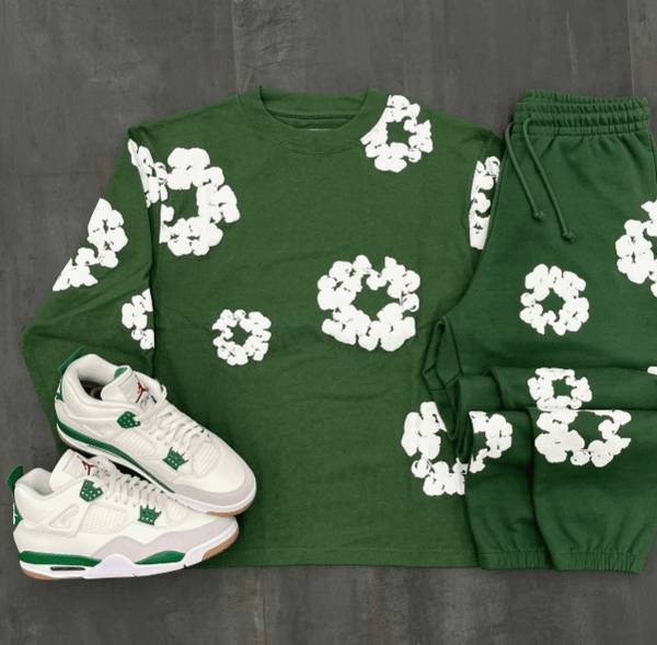Denim Tears Long Sleeve Cotton Wreath T-shirt Green