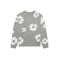 Denim Tears Long Sleeve Cotton Wreath T-shirt Grey – oversized grijze longsleeve met rood-wit borduursel