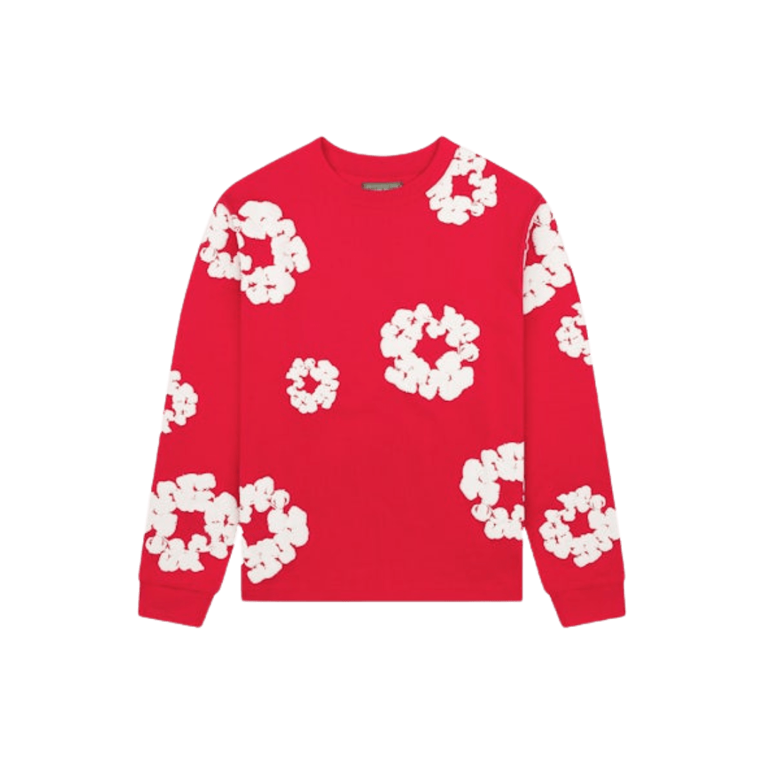 Denim Tears Long Sleeve Cotton Wreath T-shirt Red