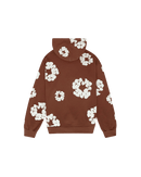 Denim Tears The Cotton Wreath Hoodie Brown – close-up borduursel detail op zachte bruine stof