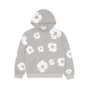 Denim Tears The Cotton Wreath Hoodie Grey – oversized grijze hoodie met rood-wit borduursel