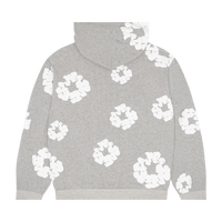 Denim Tears The Cotton Wreath Hoodie Grey – close-up borduursel detail op zachtgrijze stof