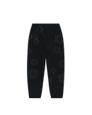 Denim Tears The Cotton Wreath Sweatpants Monochrome – oversized zwart-witte sweatpants met rood-wit borduursel