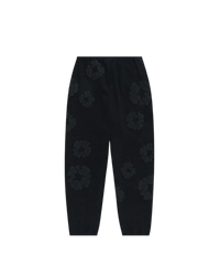 Denim Tears The Cotton Wreath Sweatpants Monochrome – oversized zwart-witte sweatpants met rood-wit borduursel