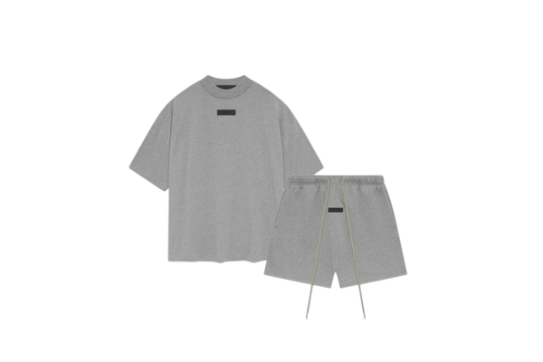 Essentials Dunkelgrau Meliert Haferflocken Kurzes Set FW23