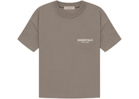 Fear of God Essentials Desert Taupe T-shirt front view highlighting soft cotton fabric and tonal Essentials logo print.